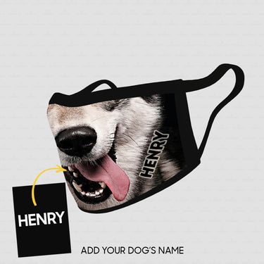 Personalized Dog Gift Idea - Dog With Opened Mouth And Tongue On Right Side For Dog Lovers - Cloth Mask